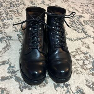 Wolverine 1000 mile boots. Black with rubber soles added.